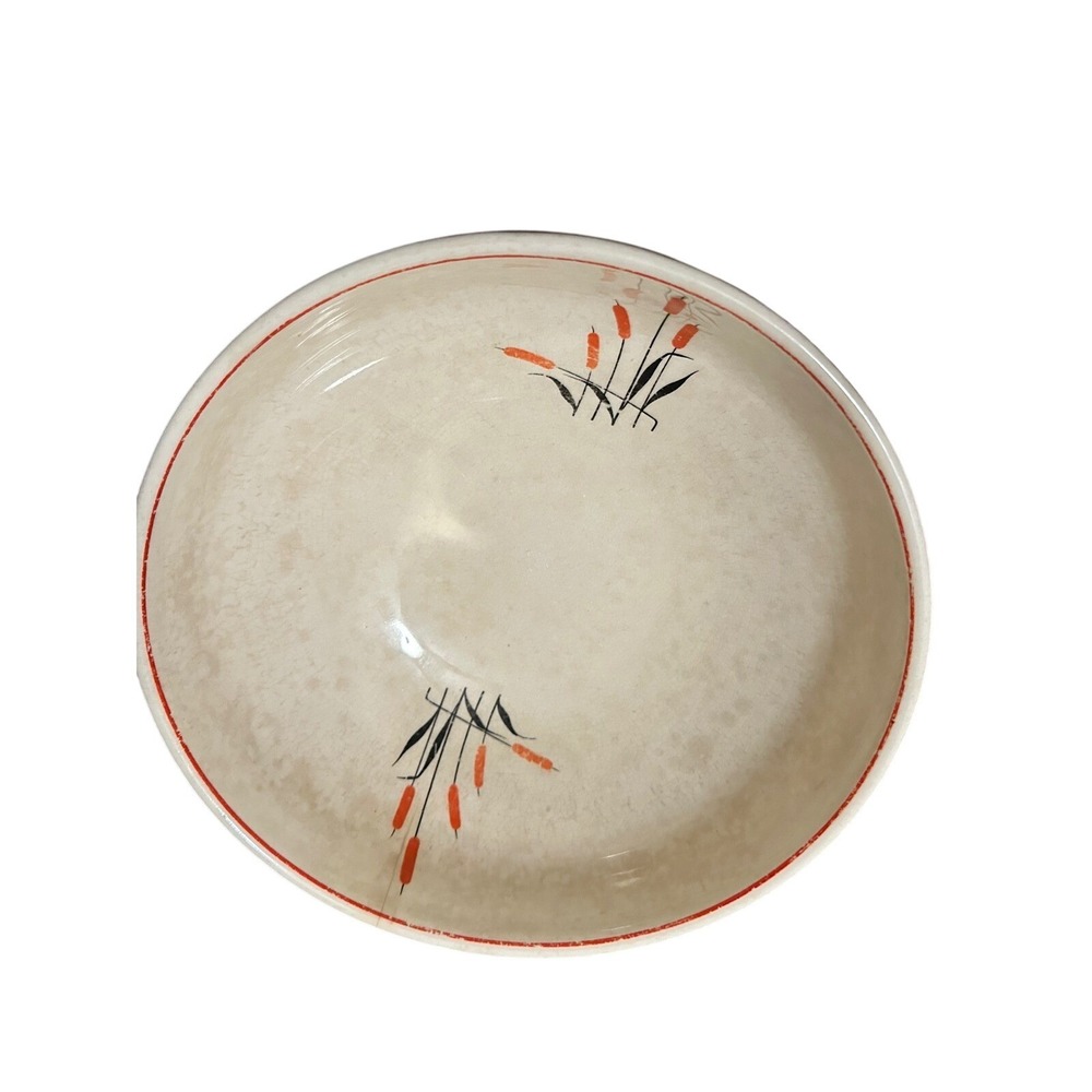 Vintage Universal Cambridge Ceramic Bowl Cream Cattail Reed Cottagecore